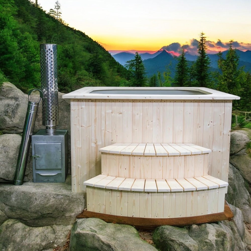 Polypropylen Badefass Hot Tub mit Ofen, Handgefertigt