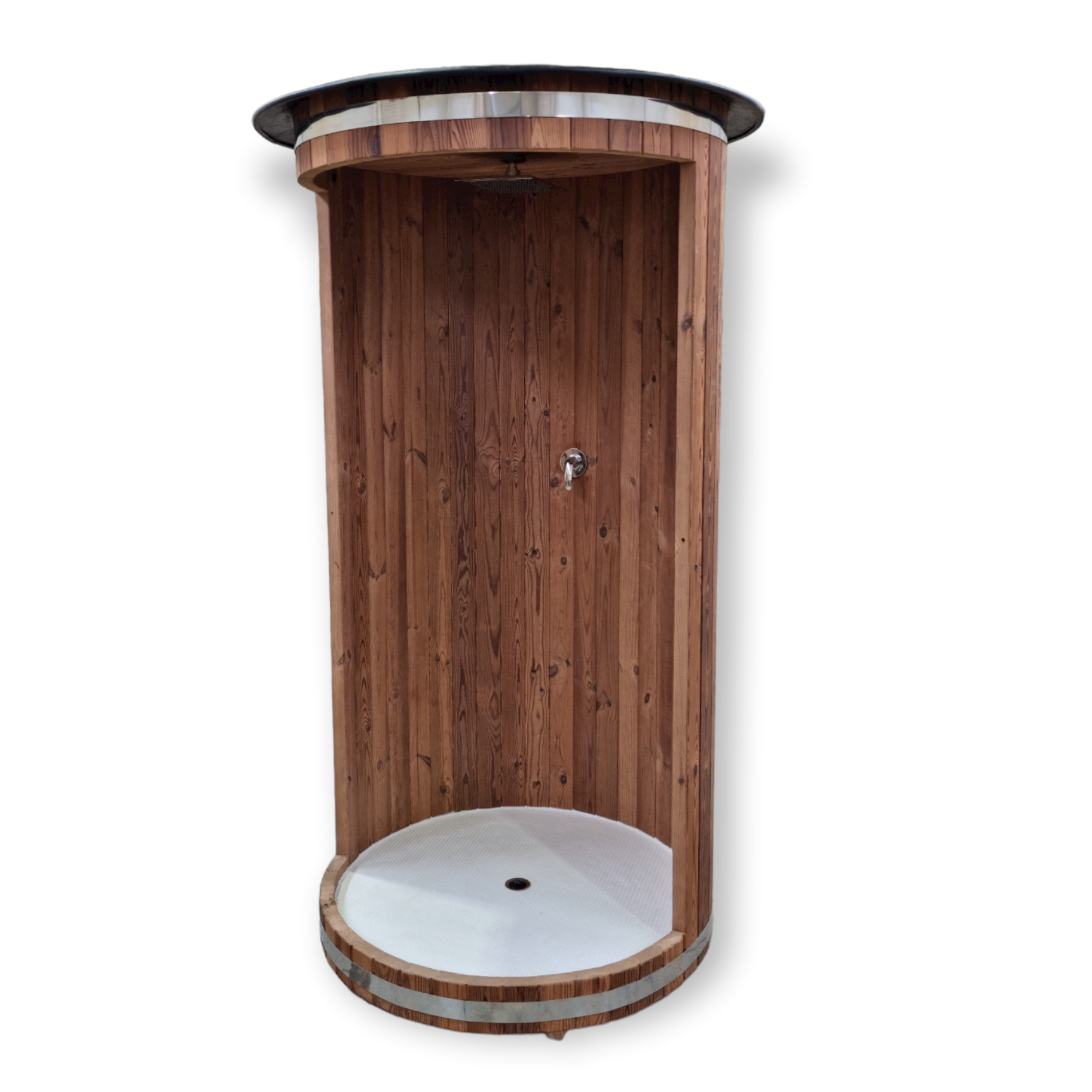 Holzdusche im Fass Design, Außendusche, Sauna Zubehör, handgefertigt