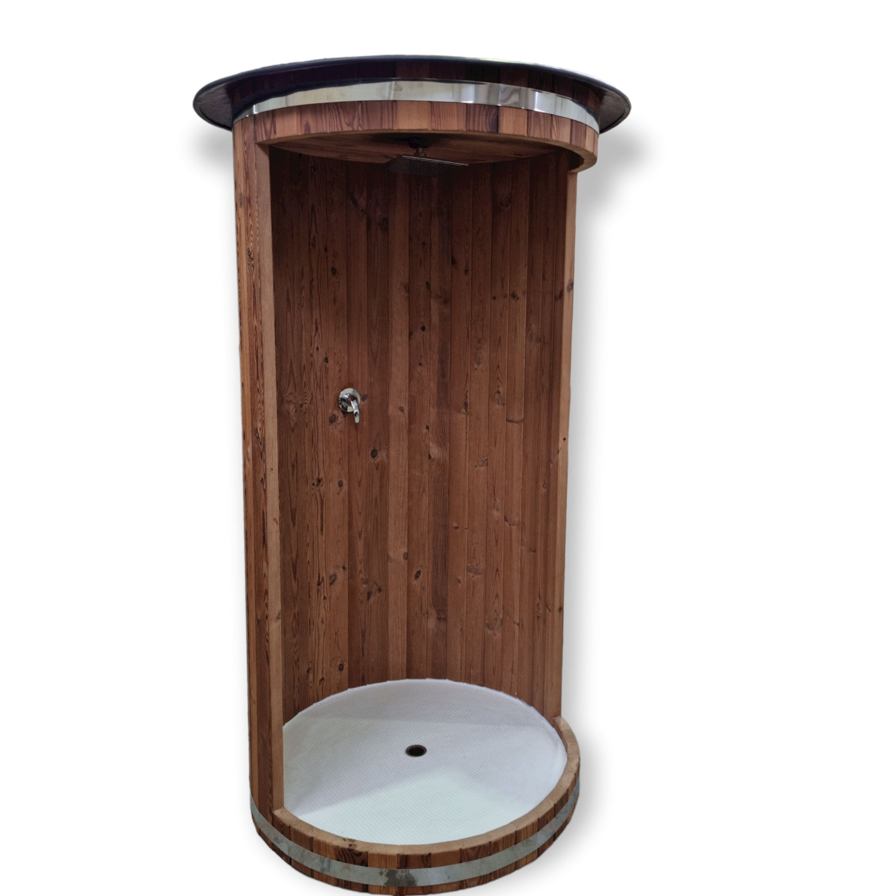 Holzdusche im Fass Design, Außendusche, Sauna Zubehör, handgefertigt