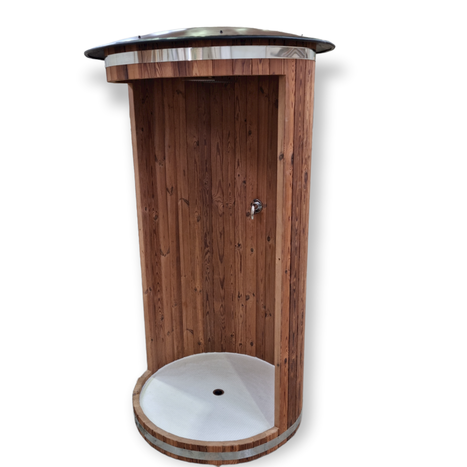 Holzdusche im Fass Design, Außendusche, Sauna Zubehör, handgefertigt