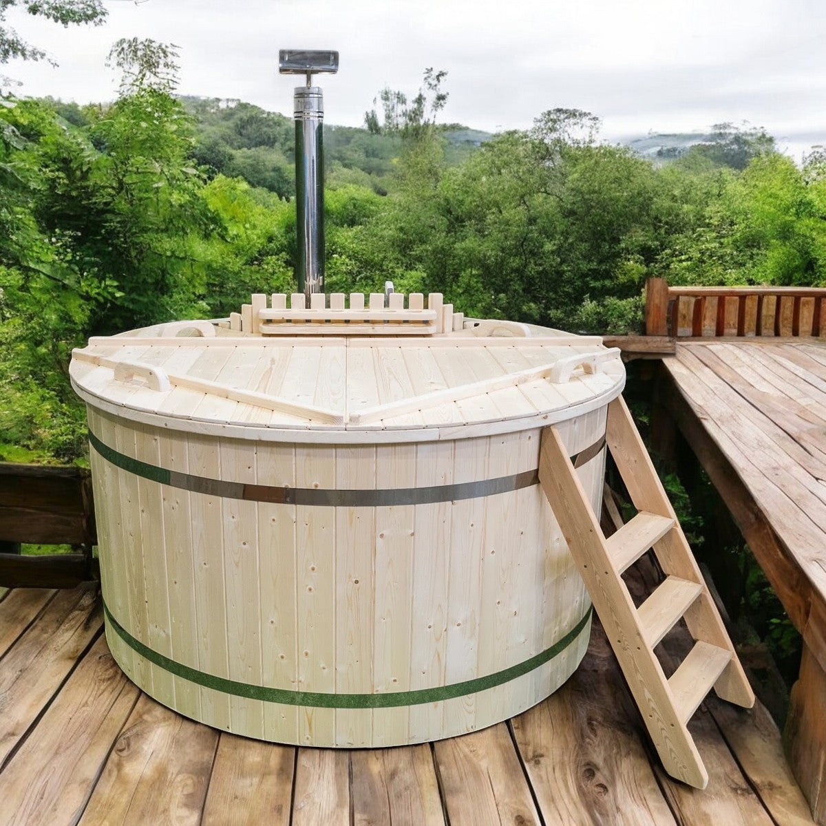 Polypropylen Badefass Hot Tub mit Ofen, Handgefertigt