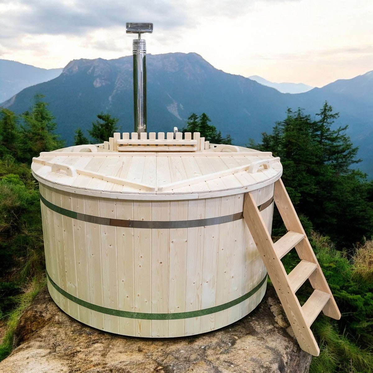 Polypropylen Badefass Hot Tub mit Ofen, Handgefertigt