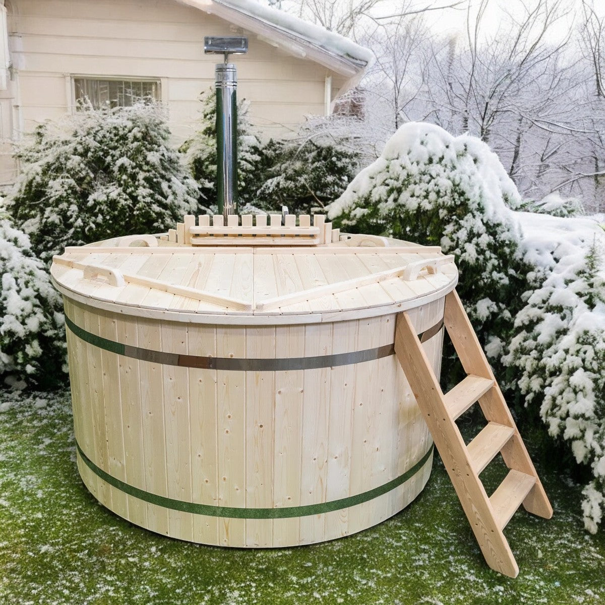 Polypropylen Badefass Hot Tub mit Ofen, Handgefertigt